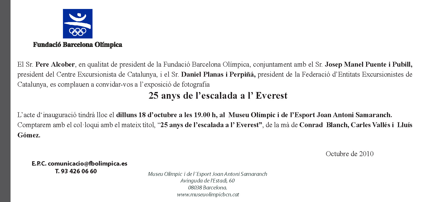 Invitació 25 anys Everest